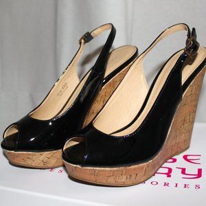 Black platform wedges